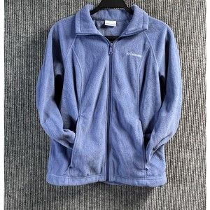 Columbia Sportswear Jacket Men Small Blue Full Front Zip Pockets Fleece Collared
